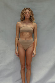 Banded Waist Bikini Bottom - Mocaccino