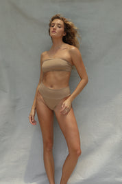 Banded Waist Bikini Bottom - Mocaccino