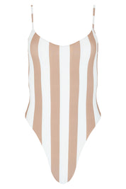 High Cut One Piece - Natural Cabana Stripe