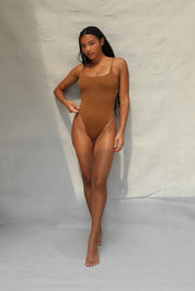 Square Neck One Piece - Toffee