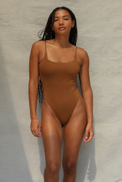 Square Neck One Piece - Toffee