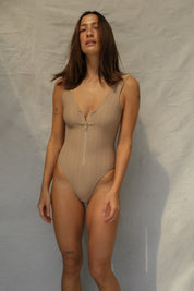 Zip One Piece Swimsuit - Natural Wave