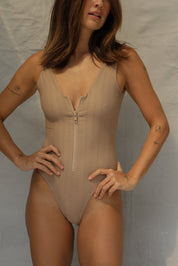 Zip One Piece Swimsuit - Natural Wave