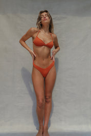 Bandeau Halter Bikini Top - Burnt Coral
