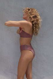Slide Bandeau Bikini Top - Terracotta Dust Glitter