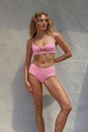 Twist Bikini Top - Sunset Pink