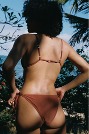 Bind Tri Bikini Top - Burnt Coral Wave
