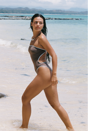 Bind Tube One Piece Swimsuit - Coffee/Salt