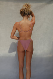 Bind Tri Bikini Top - Pink Salt Wave
