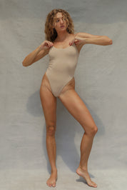 Scoop Thong One Piece Swimsuit - Sandstone