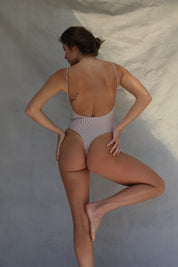 Scoop Thong One Piece Swimsuit - Sunbaked Pin Stripe