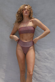 Banded Waist Bikini Bottom - Terracotta Dust Glitter