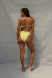 Banded Waist Bikini Bottom - Lemon Fizz Wave