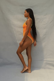 High Hip One Piece Swimsuit - Tangerine Fizz