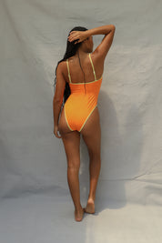 High Hip One Piece Swimsuit - Tangerine Fizz