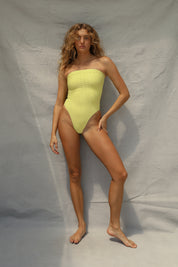 Tube One Piece Swimsuit - Lemon Fizz Wave
