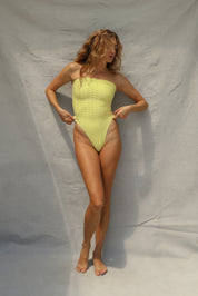 Tube One Piece Swimsuit - Lemon Fizz Wave