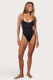 High Cut One Piece Swimsuit - Moonless Night Wave
