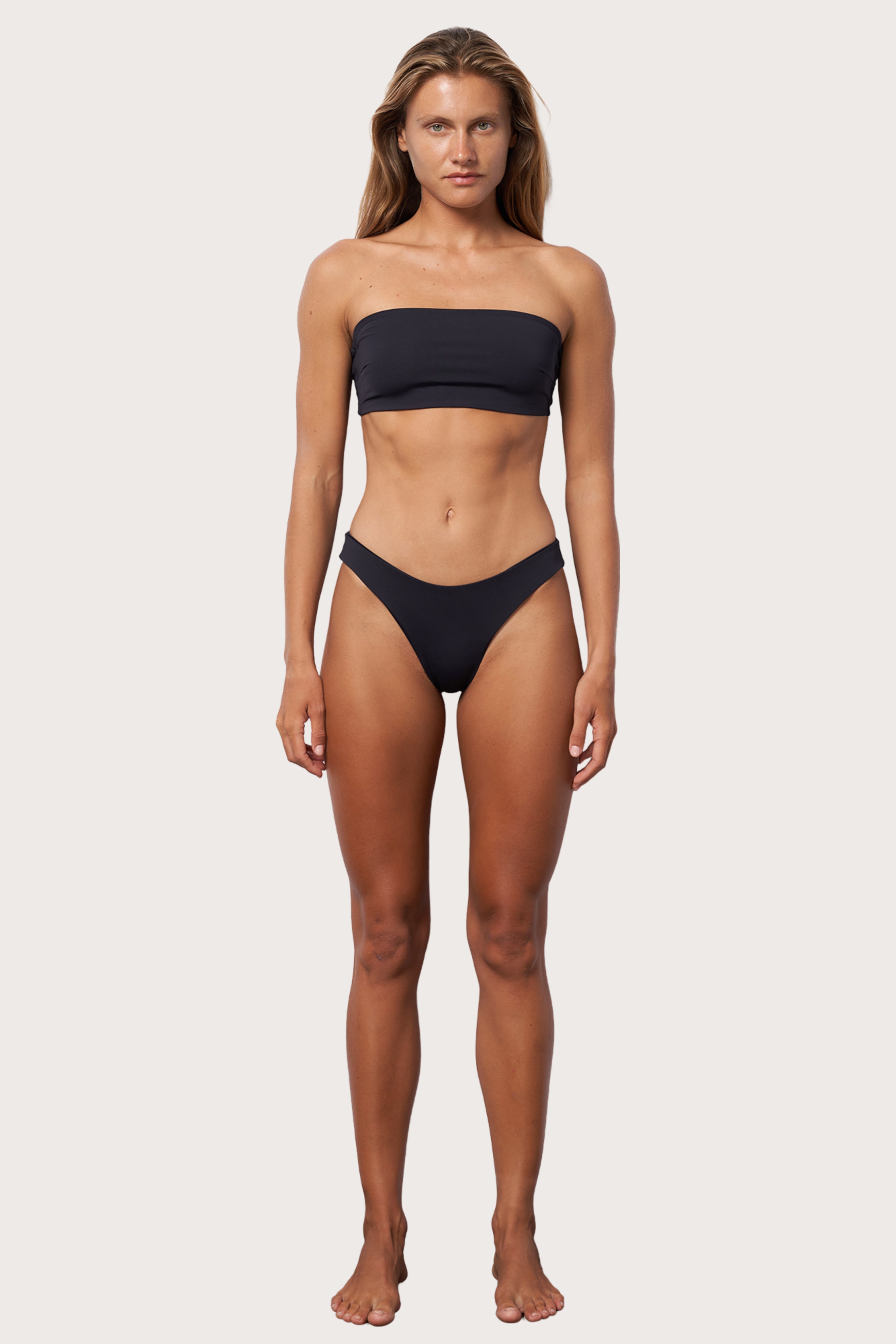 black bandeau swim top