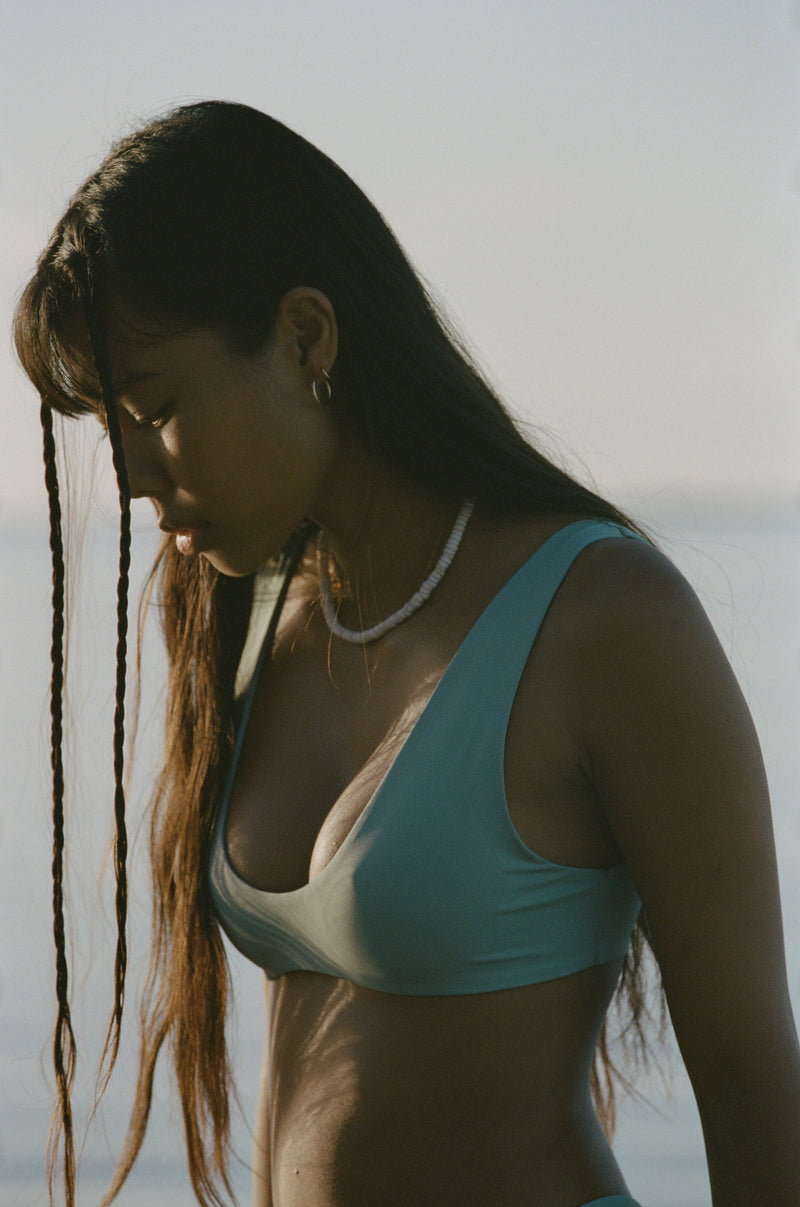 Scoop Bikini Top - Blue Surf